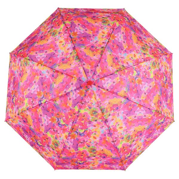 Colorful floral umbrella with duck head pattern for children.