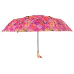 Colourful floral duck head umbrella for rain protection.