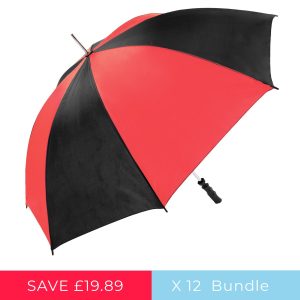Red and black golf umbrellas bundle for outdoor protection.